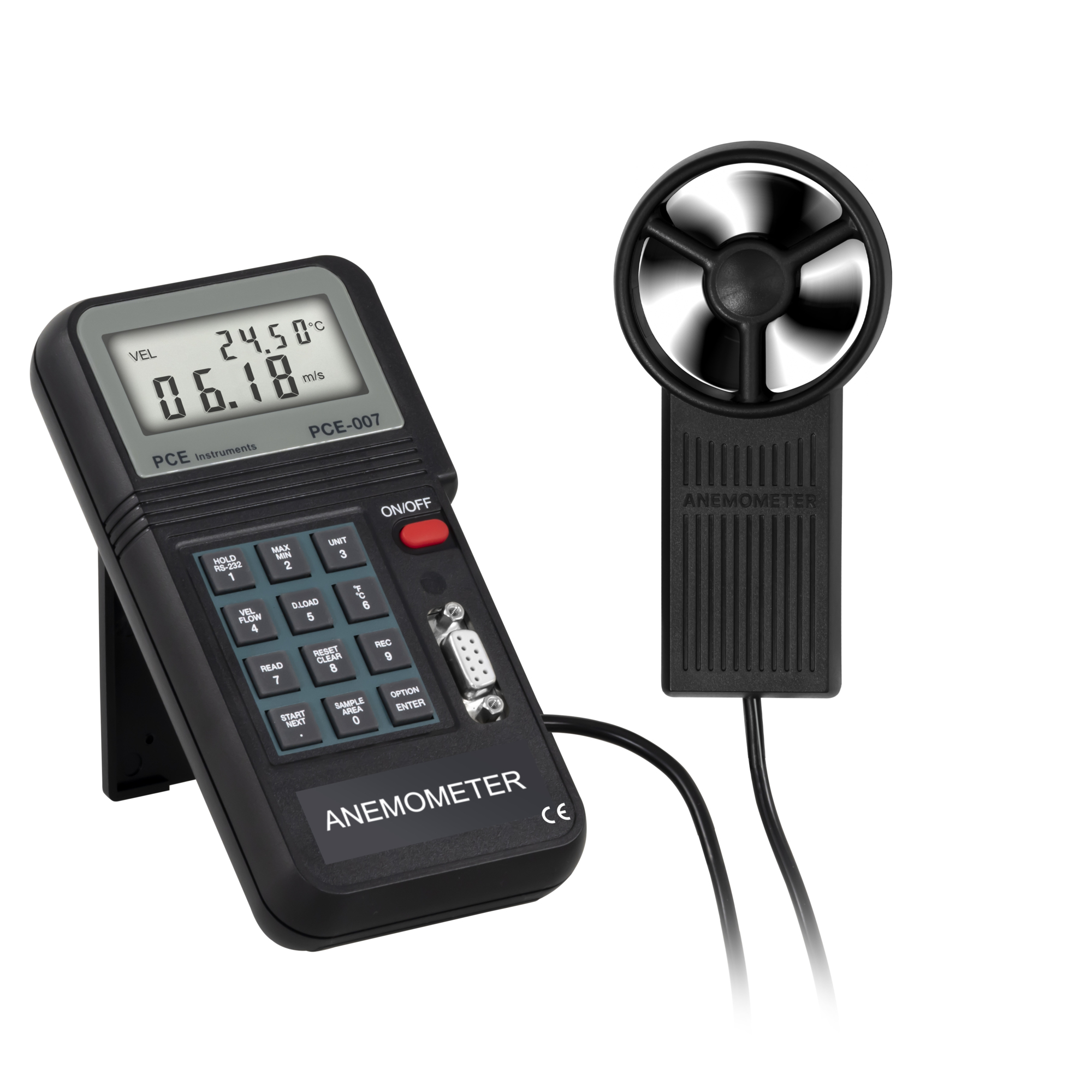 PCE Flow Anemometer — Measures Wind Speed and Air Temperature, Model# PCE-007